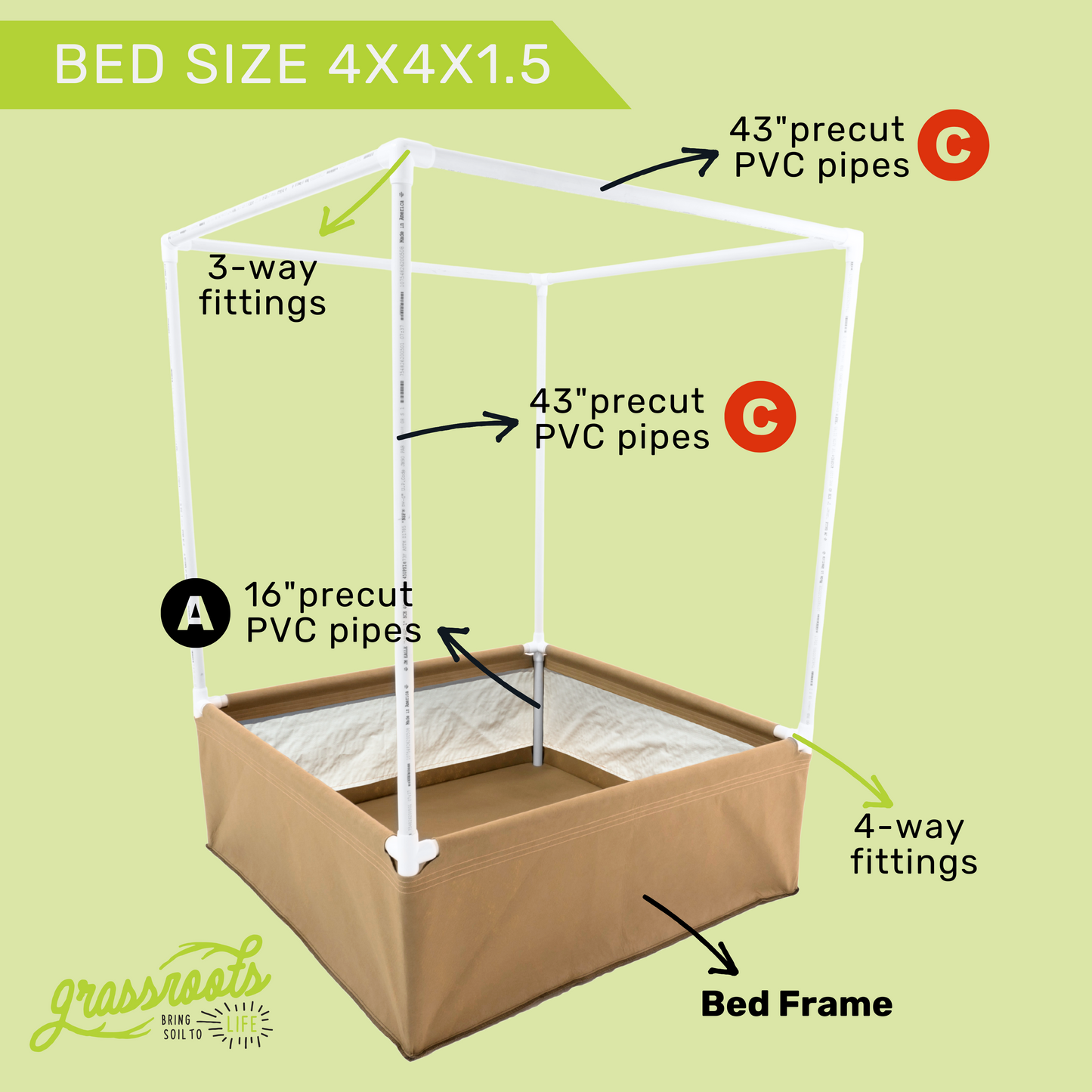 Complete Kit Living Soil Fabric Bed
